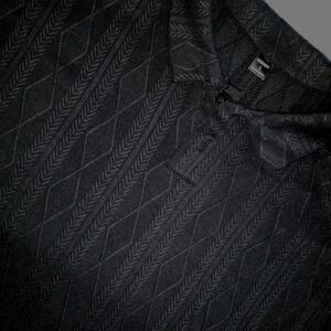 Manfinity Black Textured Polo Shirt Mens Short Sleeve Collared Golf Casual Shirt